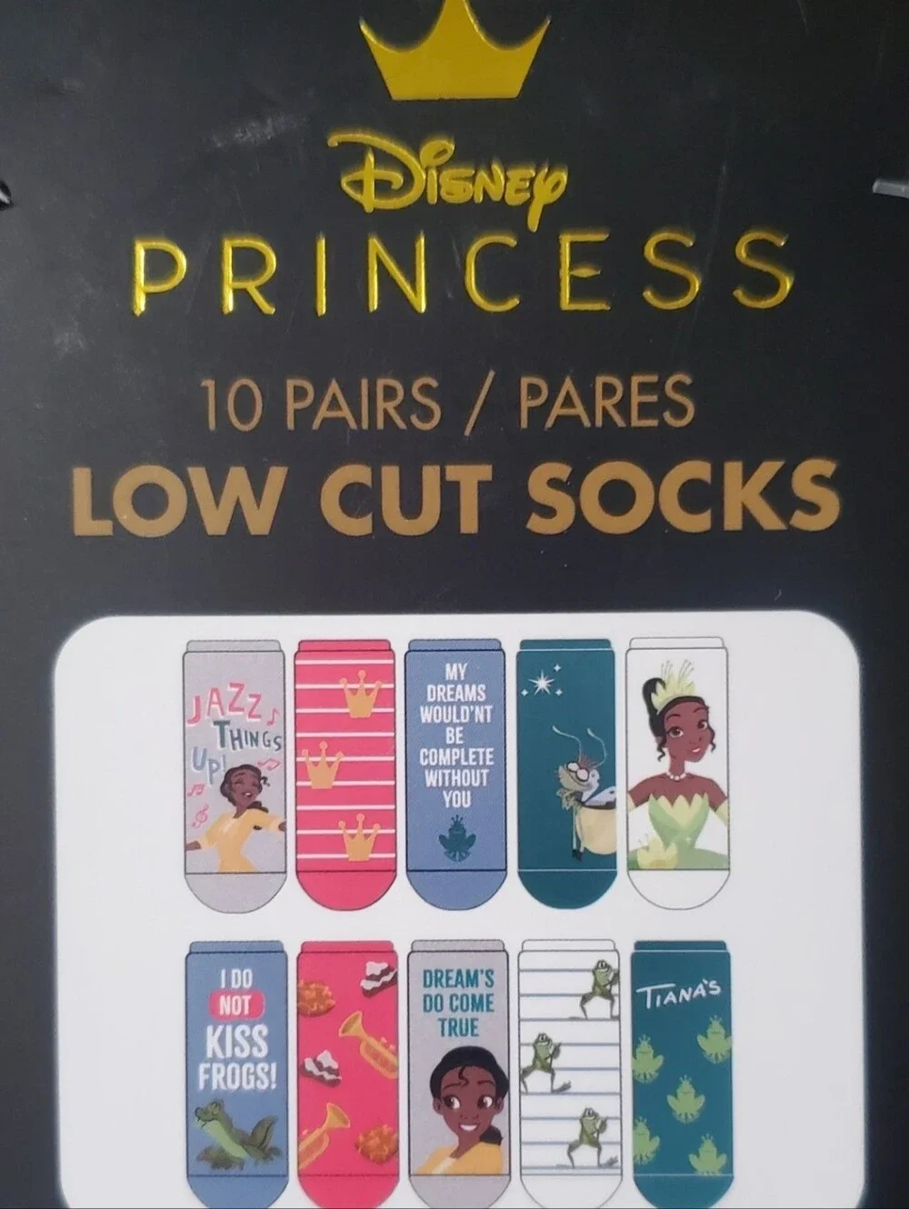 New Disney Princess 10 PAIRS Low Cut Socks Size 4-10 Adult Unisex